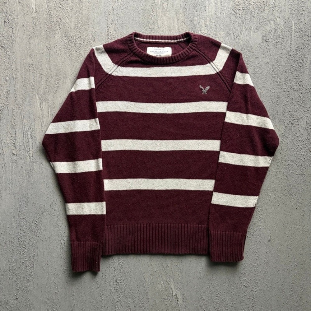 Vintage American Eagle Sweater XL Burgundy 2000s Y2K Striped